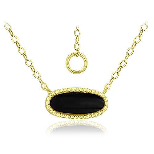 QBTZLATJ 13x5mm ovale Form schwarzer Onyx oder türkiser Edelstein -Halskette, 16 "+ 2" Extender- und Hebelohrringe, Schmucksatz von QBTZLATJ