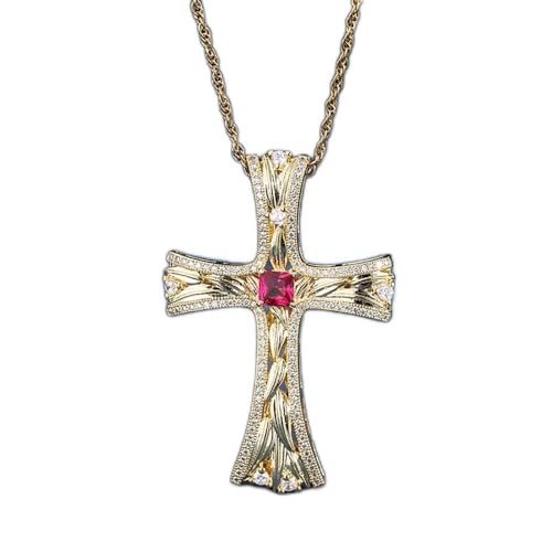 QBTZLATJ 5 * 5mm Ruby Emerald -Color Cross Anhänger Halskette Frauenschmuck Frauen Geschenk von QBTZLATJ