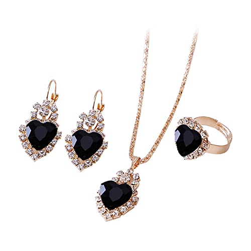 QBTZLATJ Schmuck Set für Frauen Mädchen, Liebe Herz Halskette Anhänger Ohrringe Ring Set Mode Liebe Herz Schmuck für Frauen Mädchen QBTZLATJ Schmuck Set für Frauen Mädchen, Liebe Herz Halskette Anhänger Ohrringe Ring Set Mode Liebe Herz Schmuck für Frauen Mädchen von QBTZLATJ