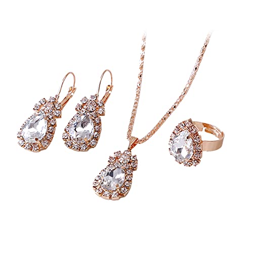 QBTZLATJ Schmuck Set für Frauen Mädchen, personalisierte Wassertropfen Halskette Anhänger Ohrringe Ring Schmuck Set Mode Liebesschmuck für Frauen und Mädchen QBTZLATJ Schmuck Set für Frauen Mädchen, personalisierte Wassertropfen Halskette Anhänger Ohrringe Ring Schmuck Set Mode Liebesschmuck für Frauen und Mädchen von QBTZLATJ