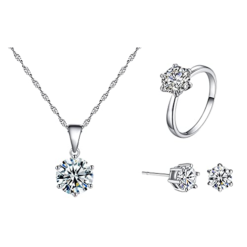 QBTZLATJ Schmuckgeschenk für Frauen Mädchen, Frauen Mode Hexapod Zirkon Kristall Halskette Ohrringe Ring Set Frauen Schmuck Set von QBTZLATJ