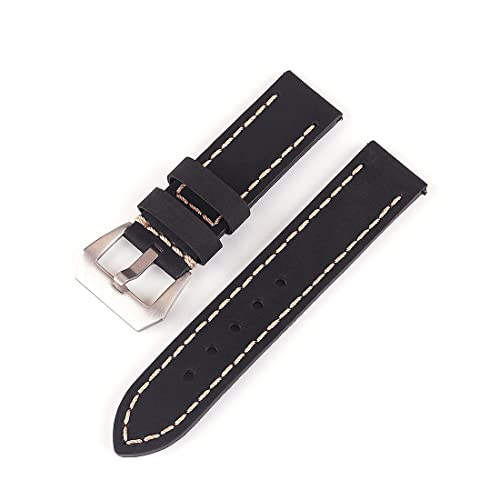 QBTZLATJ Uhrengurt, Retro echtes Cowhide Watch Gurt Retro Crazy Horse Gurt reines handgefertigtes Schalterohr für Smart Watch Austausch (Farbe: Gelbbraun, Größe: 24 mm) von QBTZLATJ