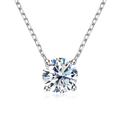 Ruby Solitaire Birthstone Halsketten für Frauen, 1CT Labor Simuliertes Rubin Anhänger weißer geplattter Schmuckgeschenke für ihren Geburtstag Weihnachten Muttertag von QBTZLATJ