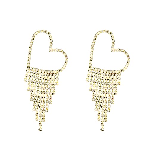Strass Ohrringe für Frauen zierliche Valentine Ohrringe Mode Kristall Herzohrringe funkelnde Kronleuchter Fransen Ohrring Kristallohrringe Valentiner Schmuck Geschenk von QBTZLATJ