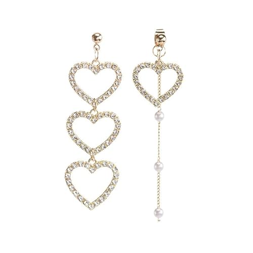 Strass Ohrringe für Frauen zierliche Valentine Ohrringe Mode Kristall Herzohrringe funkelnde Kronleuchter Fransen Ohrring Kristallohrringe Valentiner Schmuck Geschenk von QBTZLATJ