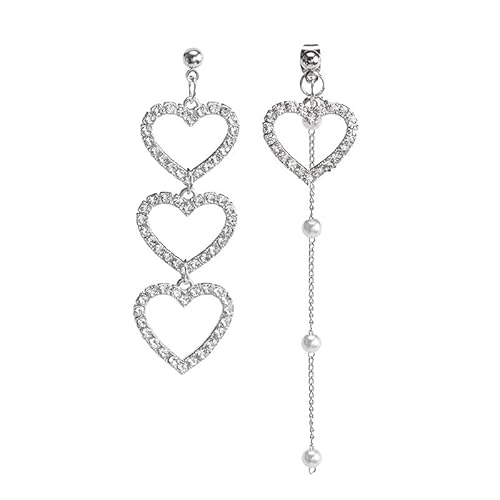 Strass Ohrringe für Frauen zierliche Valentine Ohrringe Mode Kristall Herzohrringe funkelnde Kronleuchter Fransen Ohrring Kristallohrringe Valentiner Schmuck Geschenk von QBTZLATJ