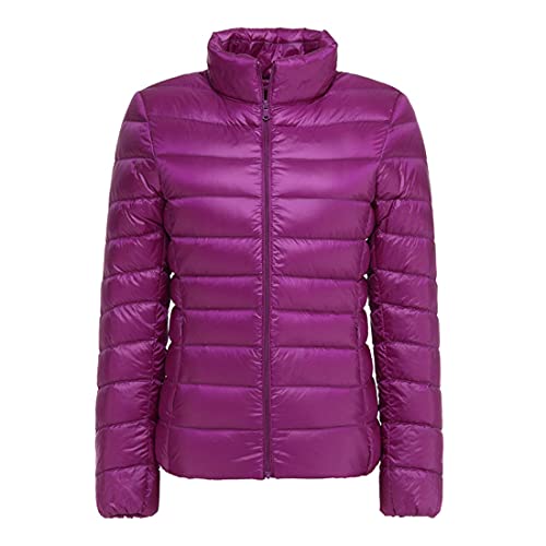 QCBH Damen Daunenjacke leichter Stehkragen kurz groß weiße Entendaunen Damen Daunenjacke verstaubar Steppjacke winddichte Steppjacke von QCBH