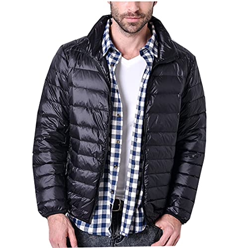 QCBH Herbst und Winter leichte hochgeschlossene Daunenjacke für Herren Schmale kurze kurze große Herren-Kurzjacke Superleichte Jacke Superdünne abriebfeste warme Jacke von QCBH