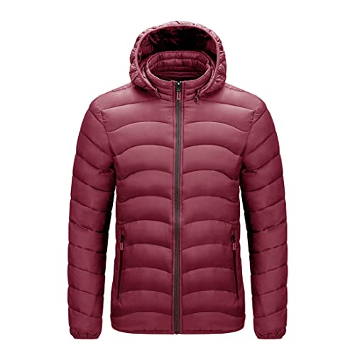 QCBH Warme Jacke Herren kurze Slim-Fit-Stepp-Daunen-Baumwolljacke mit einheitlichem Futter zum Warmhalten der Winterjacke von QCBH