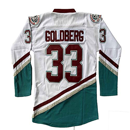 Herren Mighty Ducks 33 Greg Goldberg 96 Charlie Conway 99 Adam Banks genähte Eishockey-Trikots - - 3X-Groß von QCBW