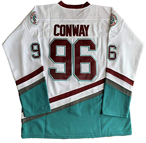 Herren Mighty Ducks 33 Greg Goldberg 96 Charlie Conway 99 Adam Banks genähte Eishockey-Trikots - - Mittel von QCBW