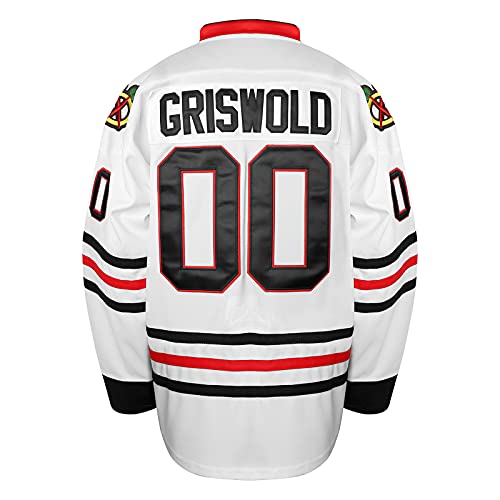 QCBW Clark Griswold #00 Herren X-Mas Weihnachtssurlaub genäht Movie Hockey Trikot S-XXXL - Weiß - 3X-Groß von QCBW