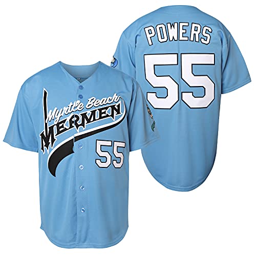 QCBW Herren Kenny Powers #55 Charros Baseball-Trikot, genäht - Blau - X-Groß von MESOSPERO