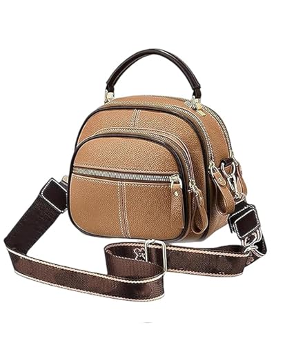 QCDZSW Bousalutend Umhängetasche, Verstellbarer breiter Schultergurt, Leder-Umhängetasche, Kleine quadratische Handtasche, Klassische Multifunktionsfächer(Khaki) von QCDZSW