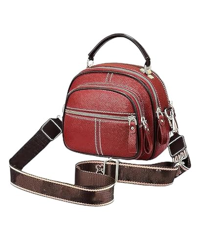 QCDZSW Bousalutend Umhängetasche, Verstellbarer breiter Schultergurt, Leder-Umhängetasche, Kleine quadratische Handtasche, Klassische Multifunktionsfächer(Red) von QCDZSW