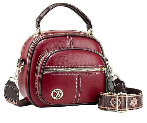QCDZSW Bousalutend Umhängetasche, multifunktionale Fächertasche for Damen, Reisetasche, kleine Umhängetasche, verstellbarer Schultergurt, breiter Lederriemen for Damen(Burgundy) von QCDZSW