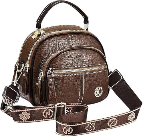 QCDZSW Bousalutend Umhängetasche, multifunktionale Fächertasche for Damen, Reisetasche, kleine Umhängetasche, verstellbarer Schultergurt, breiter Lederriemen for Damen(Coffee) von QCDZSW