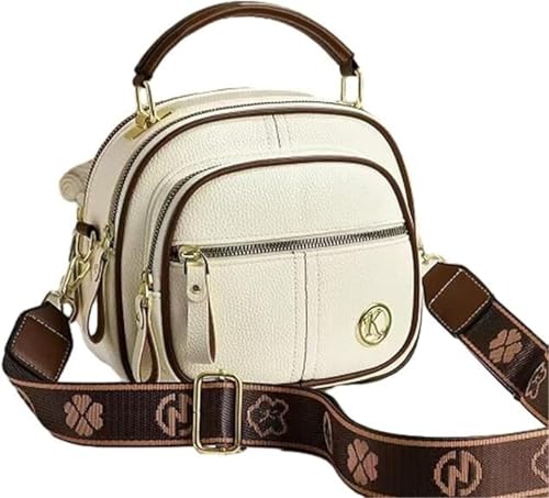 QCDZSW Bousalutend Umhängetasche, multifunktionale Fächertasche for Damen, Reisetasche, kleine Umhängetasche, verstellbarer Schultergurt, breiter Lederriemen for Damen(White) von QCDZSW