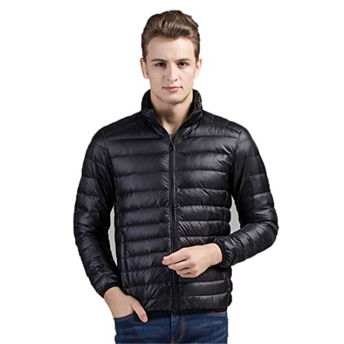 QCHENG Ultraleichte Daunenjacke Verpackbar Herbst Winter Warme Jacket Steppjacke Daunenmantel Schwarz XX-Large von QCHENG
