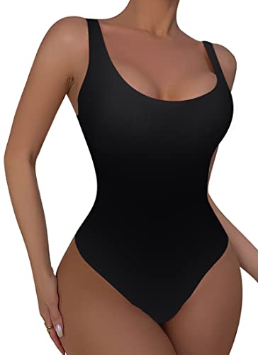 QDC Bodysuit Figurenformend Damen Body Shaper Bauchweg Shapewear Taillenformer Shapewear Tanga Tank Top Schwarz M von QDC