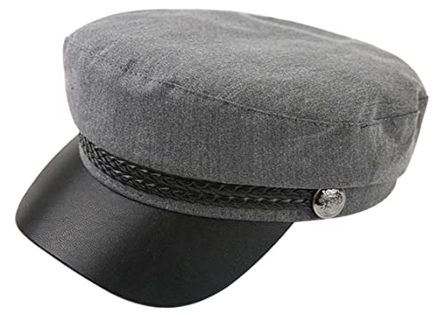 QDC Damen Kapitänsmütze Schirmmütze Schiffermütze mit Schirm Kapitän Hut Barett Mütze Visor mit Kordel Kappe Grau von QDC