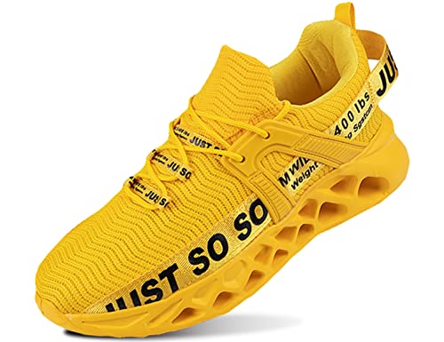 Damen Laufschuhe Turnschuhe Sportschuhe Sneaker Running Tennis Schuhe Freizeit Straßenlaufschuhe Fashion Leichtgewichts Gelb 37EU von QDCFY