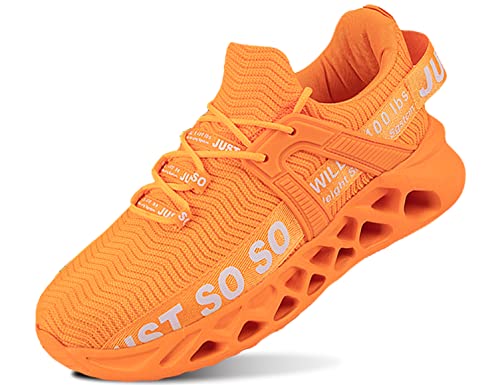 Frauen Laufschuhe Turnschuhe Sportschuhe Sneakers Halbschuhe Loafers Slippers leicht atmungsaktive Workout Bequem MES Orange 44EU von QDCFY