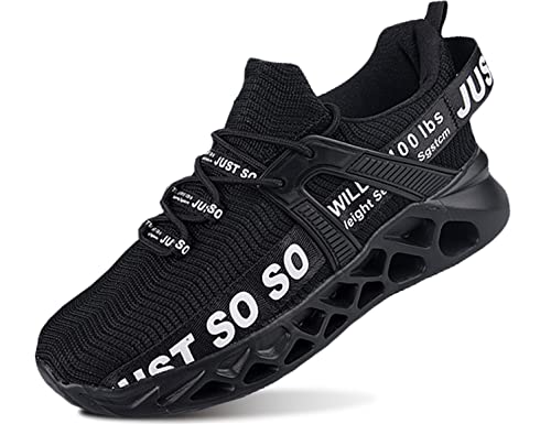 Herren Turnschuhe Luftkissen Hallenschuhe Outdoor Fitnessschuhe LAtmungsaktiv aufschuhe Schnürsenkel Frauen Sportschuhe Flach Schwarz 44EU von QDCFY