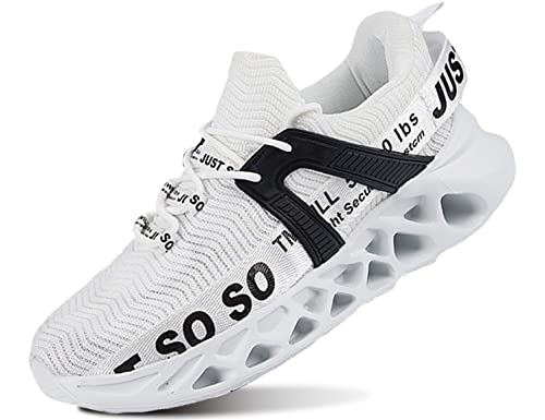 QDCFY Arbeitsschuhe Herren Leichte Sportlichrutschfest Luftkissen Arbeitsturnschuhe Atmungsaktiv Weiß 46EU von QDCFY