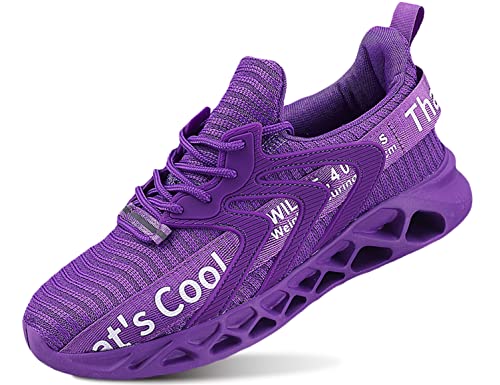 QDCFY Damen Sportschuhe Laufschuhe mit Luftpolster Turnschuhe Profilsohle Sneakers Leichte Schuhe Violett 38EU von QDCFY