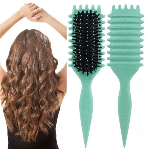 Curl Hair Brush, Lockenbürste, Curl Define Styling Brush, Curl Define Stylingbürste, Haarbürste zum Entwirren für Frauen (Grün) von QDDYC