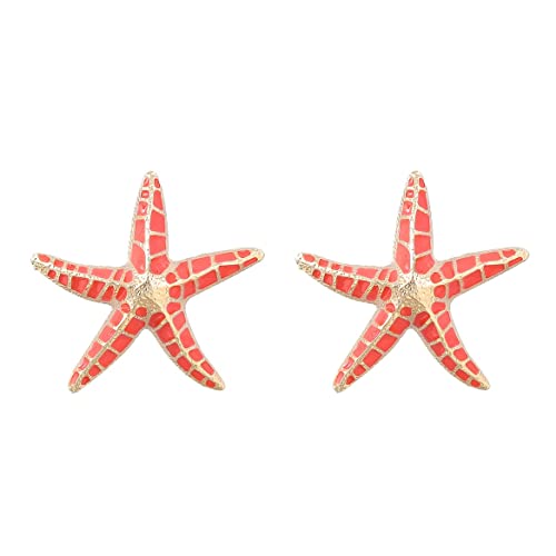 Emaille-Seestern-Ohrringe, Ozean-Muschel-Seestern-Ohrringe für Frauen, Böhmische Strand-Muschel-Seestern-Aussage-Ohrringe Sommer-Boho-Schmuck, Orange Seestern Form Tropfen Ohrringe für Mädchen Emaille-Seestern-Ohrringe, Ozean-Muschel-Seestern-Ohrringe für Frauen, Böhmische Strand-Muschel-Seestern-Aussage-Ohrringe Sommer-Boho-Schmuck, Orange Seestern Form Tropfen Ohrringe für Mädchen von QDDollarsFun