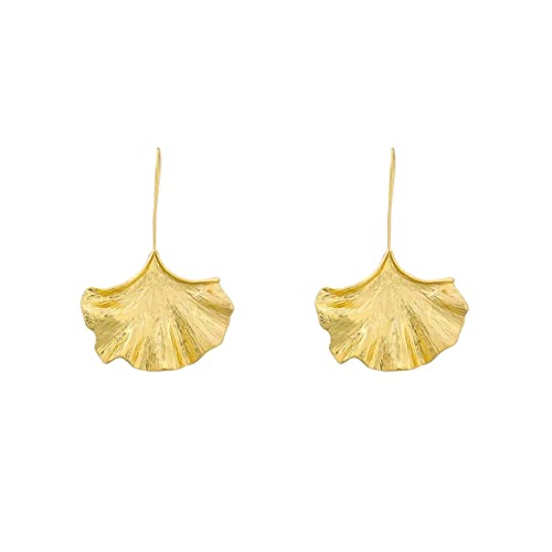Ginkgo-Blatt-Ohrringe, Gold Ginkgo Blatt Aussage baumeln Ohrringe für Frauen, Böhmische Baumblatt-Ohrringe, Fächerförmige Ohrringe Ginkgoblatt Schmuck, Ginkgo-Blatt-Blumen-Ohrringe (Gold) von QDDollarsFun
