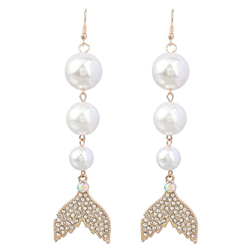 Schwanz Ohrringe, Meerjungfrau-Schwanz-Ohrringe für Frauen, Böhmische Fisch-Strand-Ohrringe, Perlen Fischschwanz Aussage Ohrringe Boho Schmuck, Ozean-Delphin-Schwanz-Tropfen-Ohrringe für Mädchen von QDDollarsFun