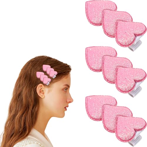 3 Stück süße Valentinstag Herz Haarspangen Rosa Herz Glitzer Pailletten Herz Haarnadeln Mode Pony Haarspangen Solide Seite Haarspangen für Mädchen Geburtstag Party Hochzeit Motto Party Haarschmuck von QDTK