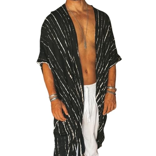 QEBWCJVP Herren Strandmantel Kimono Badeanzug Coverups Sommer Strand Casual Lose Strickjacken Resort-Kleidung(XL) von QEBWCJVP