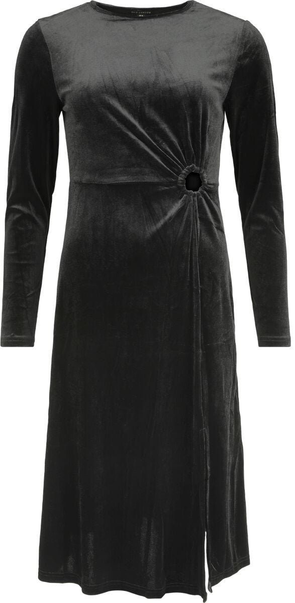 QED London Velvet Keyhole Side Split Dress Mittellanges Kleid schwarz in L von QED London