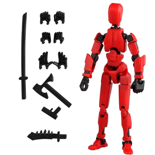 QEDBOJE 1 PCS Action Figure, Neuer Bereits Montiert Figure, 4 Waffen 6 Händen, 3D Printed Multi-Jointed Movable(Rot) von QEDBOJE