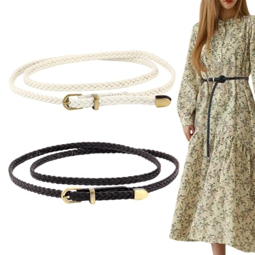 QEDBOJE 2 Stück Damen Frauen Gürtel Geflochtener Dünne Taille Gürtel Kleidgürtel für Kleid Jeans von QEDBOJE