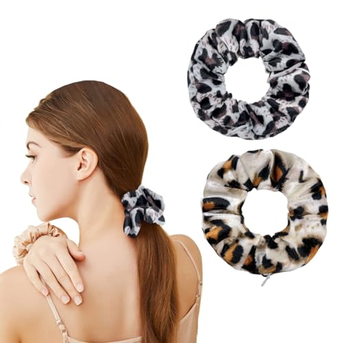 QEDBOJE 2 Stück Premium Samt Haargummis Scrunchies für Damen, Elastische Dicke Bänder, Weiche Seile Pferdeschwanzhalter Frauen Haarschmuck von QEDBOJE