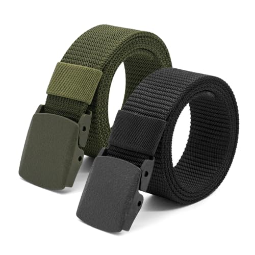 QEDBOJE 2 pcs Gürtel Herren Stufenlos Verstellbar Ohne Löcher Canvas Stoff Outdoor Business Arbeitsgürtel Passt überall Hin von QEDBOJE