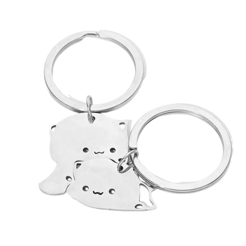 QEDBOJE 2er Set Katzen Schlüsselanhänger Katze Kuschelpartner Puzzle Anhänger Pärchen Geschenk Freundschaft Schutzengel von QEDBOJE