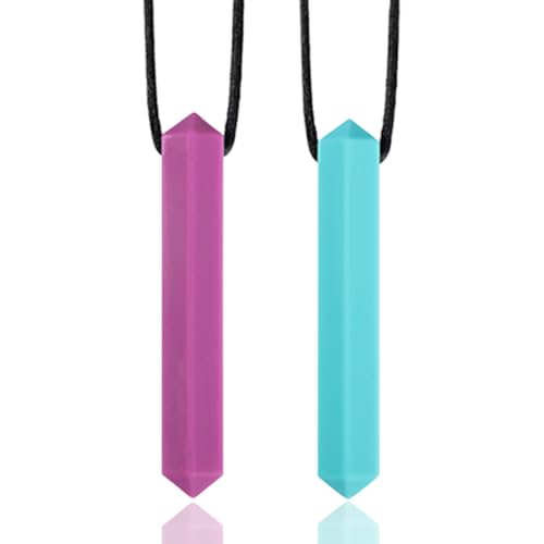 QEDBOJE 2pcs Sensory Kauen Halskette Langlebiges und starkes Silikon-Kauspielzeug - Am besten für Kinder oder Erwachsene, die gerne beißen oder Autismus haben - Kaukette für Jungen und Mädchen von QEDBOJE