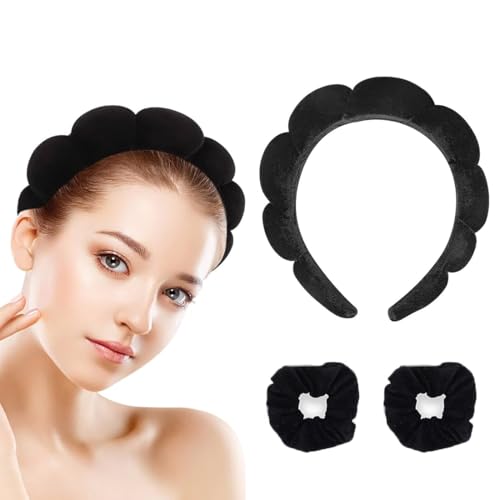 QEDBOJE 3pcs Damen Spa Haarband Stirnband Make up Haarband Weicher Schwamm Hautpflege Haarreifen Haarschmuck zum Waschen des Gesichts Make up Entferner Dusche Hautpflege von QEDBOJE