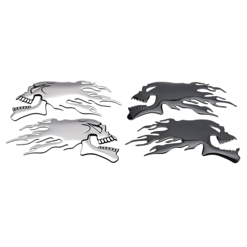 QEDBOJE 4 Stück 3D Gas Tank Flame Skull Aufkleber Motorrad Tank Pad Sticker Dekorationen Dämonenschädel Universelle Tankaufkleber Wasserdicht Motorrad Tank Pad Lackschutzfolie Kratzschutz von QEDBOJE