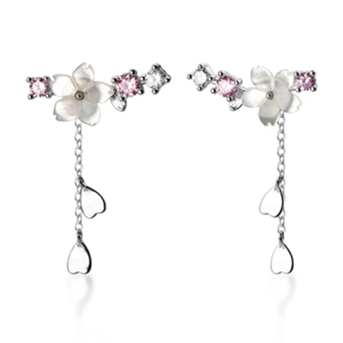 QEDBOJE Damen Ohrringe Schmuck Geschenk, Mode Blume Kirschblüten Design (Silber) von QEDBOJE