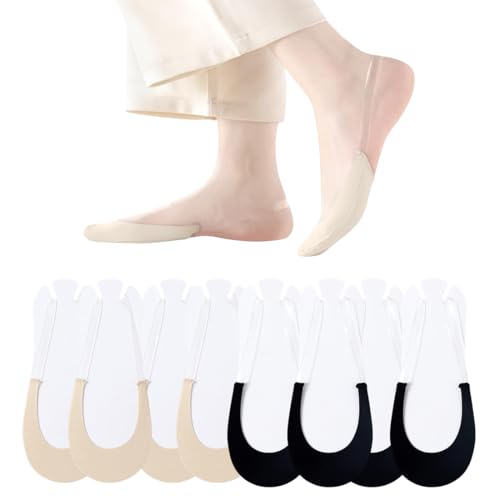 QEDBOJE Füßlinge Damen 4 Paar, Unsichtbare Ballerina Socken mit Rutschfestem TPU Riemen, Low Cut Söckchen für Pumps und High Heels von QEDBOJE
