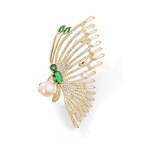 QEEHIR Rosen-Anstecknadel, rote Rose, Blumen-Brosche, Schmetterlings-Brosche, bemalter Schmetterling, bunte Pins, Zink, Zirkonia von QEEHIR