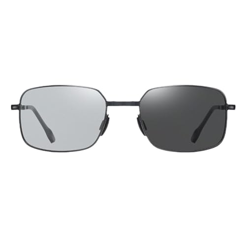 QEOTOH Faltbare Sonnenbrille für Herren und Damen, quadratisch, polarisiert, UV400, mit Schutzrahmen, Brillen, Metall, Grau+Schwarz, Einheitsgröße von QEOTOH