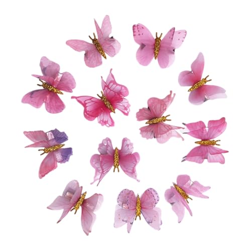 QEQSHQO 12 Stück Schmetterling-Haarclips, Damen Mädchen Kinder Haar Clips Set, 3D Schmetterling Haarspange, Kopfschmuck für Braut Hochzeit Accessoire von QEQSHQO